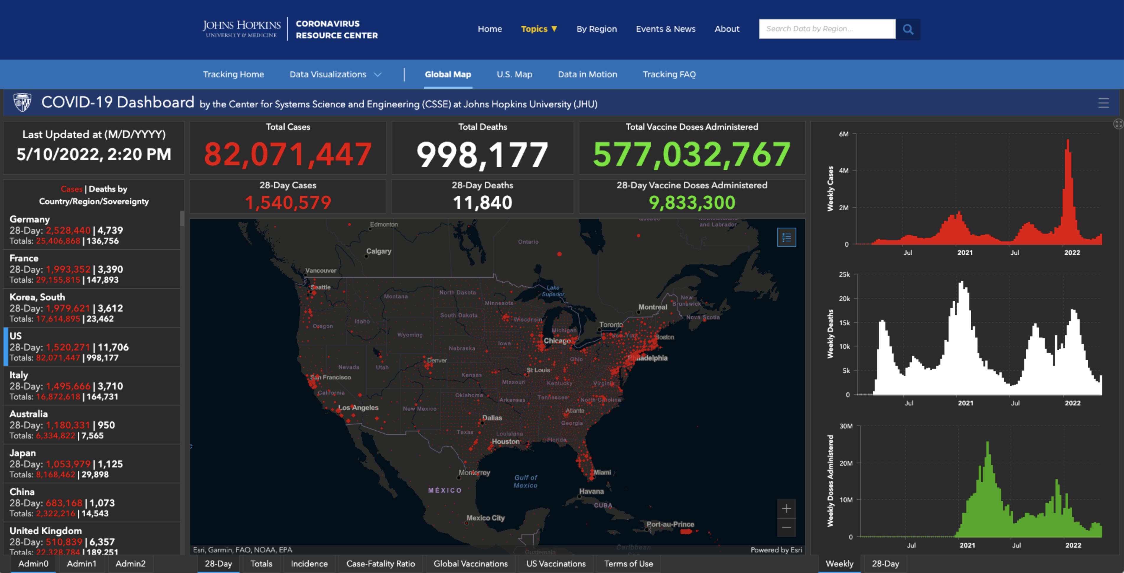 Johns Hopkins Coronavirus Map